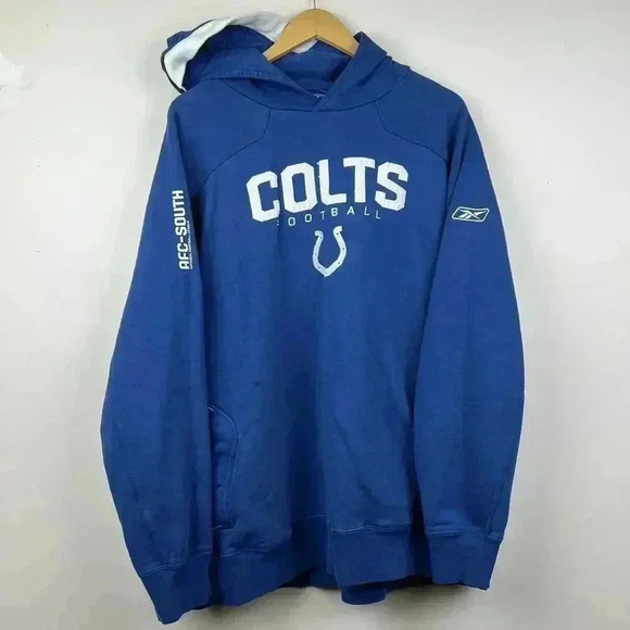Reebok Indianapolis Colts Football Hoodie - Iconic Blue Sweatshirt - Picture 1 of 5
